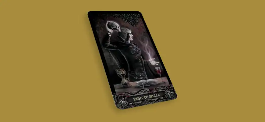 The Eight of Skulls of the Vampire Tarot deck Phantasmagoria